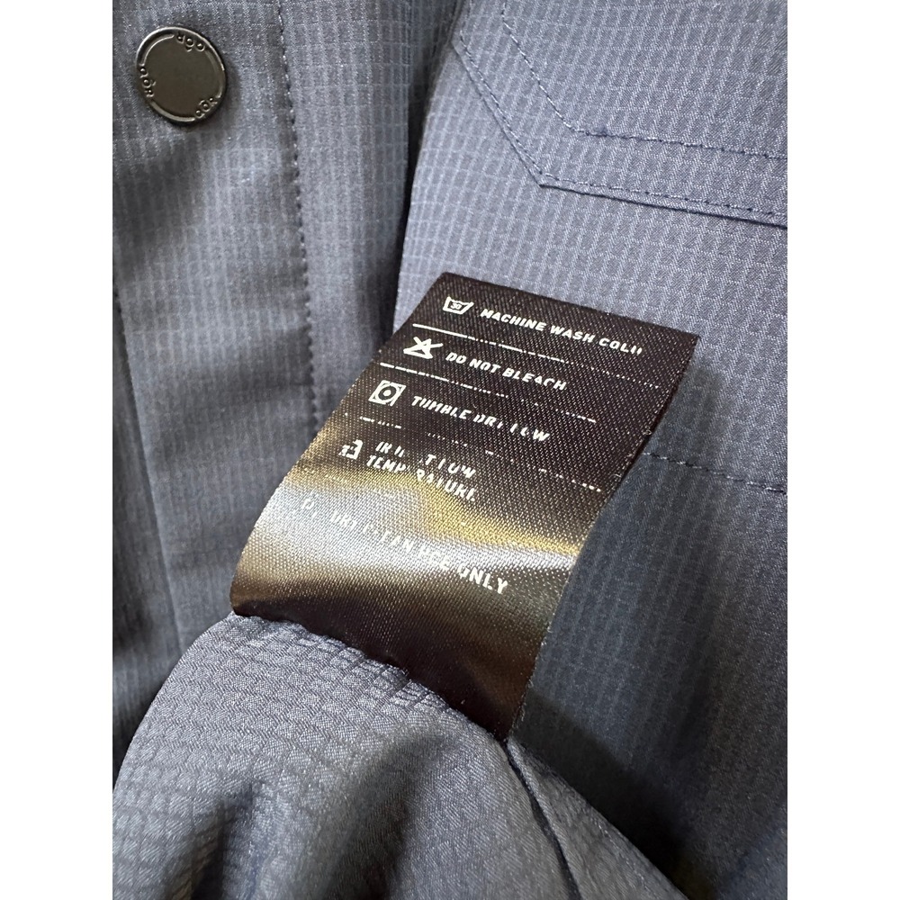 QOR Short Sleeve Snap Button Up Pocket Shirt Navy Blue Men's Large Vented Back - Picture 8 of 10